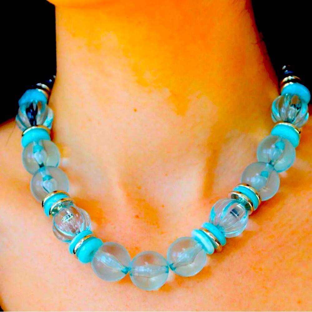 🫧🩵🫧 “BUBBLY BEAUTY” BLUE NECKLACE WITH FREE MATCHING EARRINGS ~ PAPARAZZI❗️🫧🩵🫧